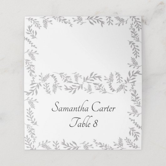 Chic Silver Foil Blätter Empfang Platzkarte (Außenseite Aufgefaltet)