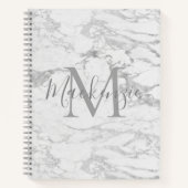 Chic Silver Foil Classic Marmormonogramm Notizblock (Vorderseite)