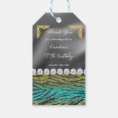 Chic Silver Foil Gold & Aquamarin Zebra Print Geschenkanhänger (Rückseite)