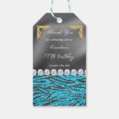 Chic Silver Foil Gold & Light Blue Zebra Print Geschenkanhänger (Vorderseite)
