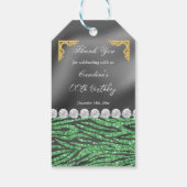 Chic Silver Foil Gold & Light Green Zebra Print Geschenkanhänger (Rückseite)