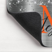 Chic Silver Foil Imitate Glitzer Orange Monogram Mousepad (Ecke)