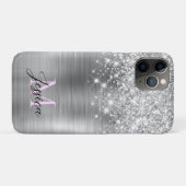 Chic Silver Foil Imitats Glitzer Lilac Monogram Case-Mate iPhone Hülle (Rückseite (Horizontal))
