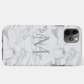 Chic Silver Foil Marmor Monogram Case-Mate iPhone Hülle (Rückseite (Horizontal))