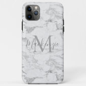 Chic Silver Foil Marmor Monogram Case-Mate iPhone Hülle (Rückseite)