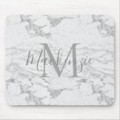 Chic Silver Foil Marmor Monogram Mousepad (Vorne)