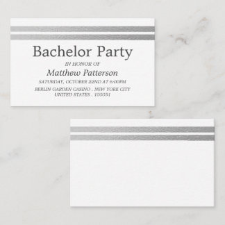 Chic Silver Foil Stripes Bachelor Party Ticket