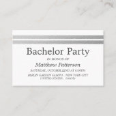 Chic Silver Foil Stripes Bachelor Party Ticket (Vorderseite)