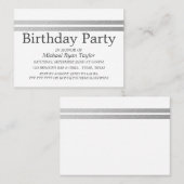 Chic Silver Foil Stripes Birthday Party Ticket (Vorne/Hinten)