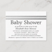 Chic Silver Foil Stripes, White Baby Shooting Tick Visitenkarte (Vorderseite)