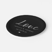 Chic Silver Foil Typografy Script Liebe Wedding Pappteller (Schrägansicht)