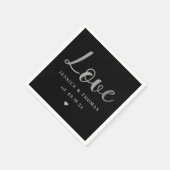 Chic Silver Foil Typografy Script Liebe Wedding Serviette (Ecke)