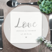 Chic Silver Foil Typografy Script Liebe Wedding Serviette