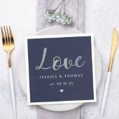 Chic Silver Foil Typografy Script Liebe Wedding Serviette