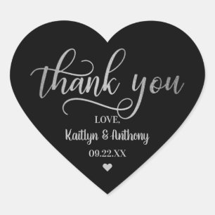 Chic Silver Foil Wedding Vielen Dank Herz-Aufkleber