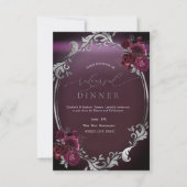 Chic Silver Frame Burgund Rose Probe Dinner Einladung (Vorderseite)