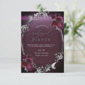 Chic Silver Frame Burgund Rose Probe Dinner Einladung (Stehend Vorderseite)