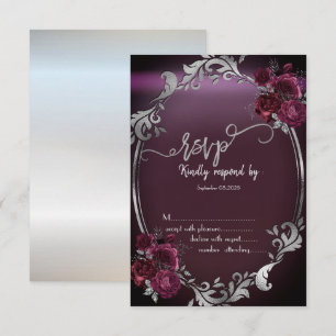 Chic Silver Frame Burgundy Rose UAWG Einladung