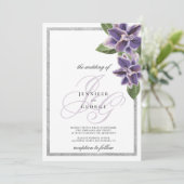 Chic silver glitter purple lavender orchid wedding einladung (Stehend Vorderseite)
