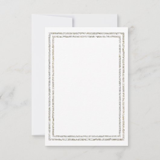 Chic Silver Glittered Trim -3x5 Einladung Hochzeit (Rückseite)