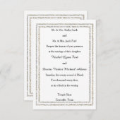 Chic Silver Glittered Trim -3x5 Einladung Hochzeit (Vorne/Hinten)