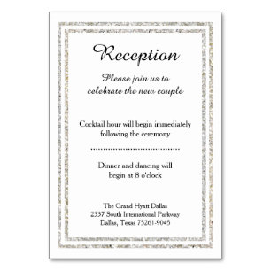 Chic Silver Glittered Trim - Empfang Insert Card Tischnummer