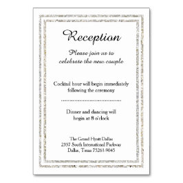 Chic Silver Glittered Trim - Empfang Insert Card Tischnummer