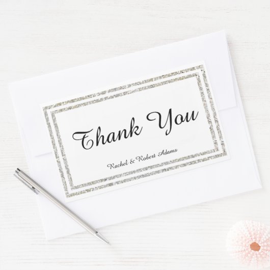 Chic Silver Glittered Trim - Rectangle Sticker (Umschlag)