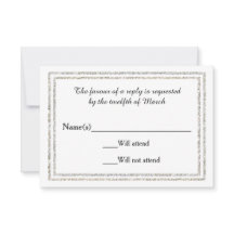 Chic Silver Glittered Trim - RSVP Card