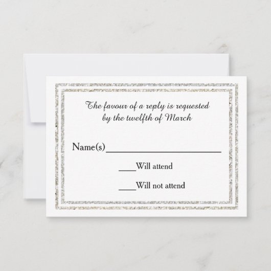 Chic Silver Glittered Trim - RSVP Card (Vorderseite)