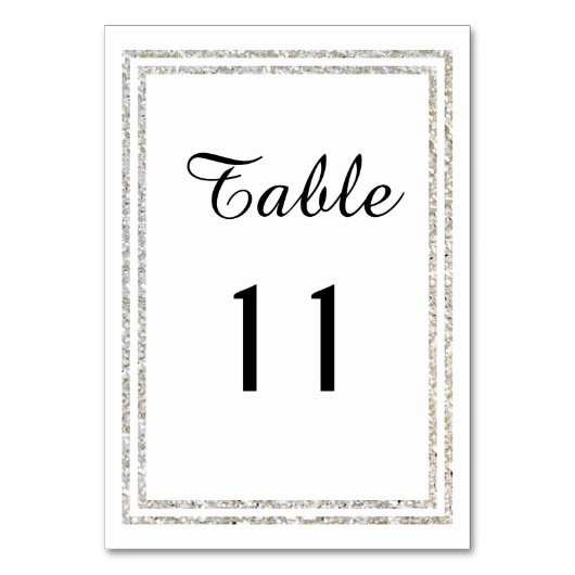 Chic Silver Glittered Trim - Table Card Tischnummer (Rückseite)