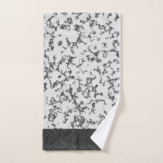 Chic Silver Glittery Marble Badhandtuch Set (Handtuch)