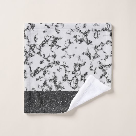 Chic Silver Glittery Marble Badhandtuch Set (Waschlappen)