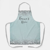 Chic Silver Glittery Personalisiert Schürze (Vorderseite)