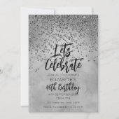 Chic Silver Glitzer 40. Geburtstag Einladung (Vorderseite)