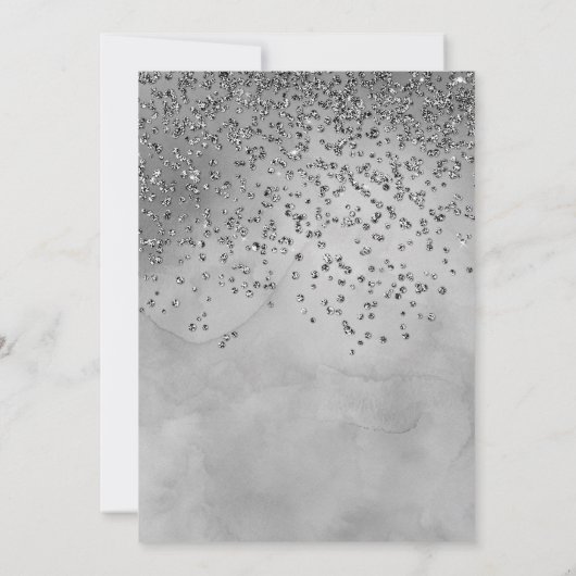 Chic Silver Glitzer 40. Geburtstag Einladung (Rückseite)