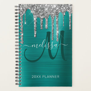 Chic Silver Glitzer Aquamarin Brushed Metal 2022 Planer