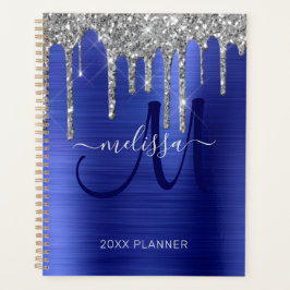 Chic Silver Glitzer Cobalt Blue Brushed Metal 2024 Planer