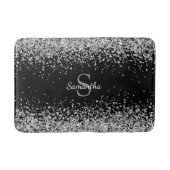 Chic Silver Glitzer Confetti Monogram Black Badematte (Vorderseite)