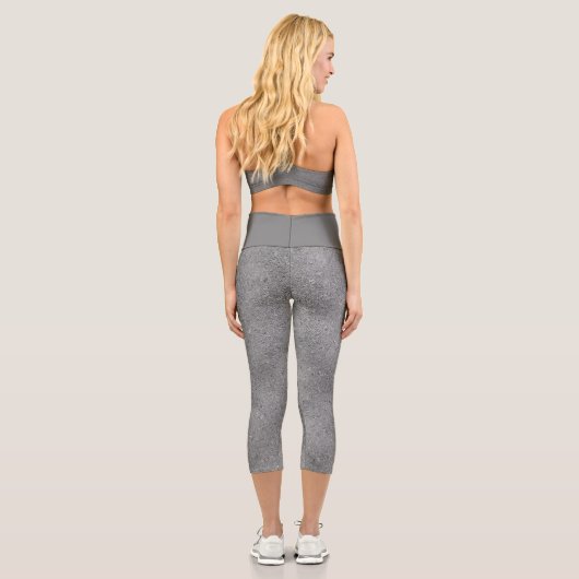 Chic Silver Glitzer Foil Sparkone Capri Leggings (Rückseite)
