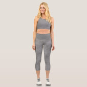 Chic Silver Glitzer Foil Sparkone Capri Leggings (Vorderseite)