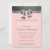 Chic Silver Glitzer Geburtstagseinladung Einladung (Vorderseite)