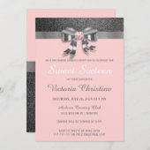 Chic Silver Glitzer Geburtstagseinladung Einladung (Vorne/Hinten)