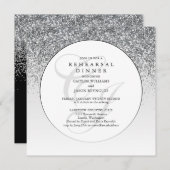 Chic Silver Glitzer Hochzeit Probe Dinner (Vorne/Hinten)