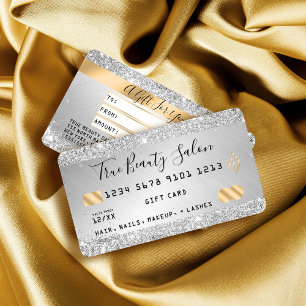 Chic Silver Glitzer Metallic Gold Credit Gift Visitenkarte