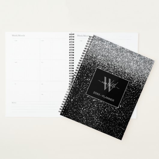 Chic Silver Glitzer Monogram Name 2022 Planner Planer (Anzeige)