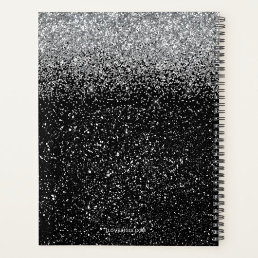 Chic Silver Glitzer Monogram Name 2022 Planner Planer (Rückseite)