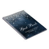 Chic Silver Glitzer Navy Blue 21st Bday Gästebuch Notizblock (Rechte Seite)
