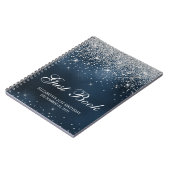 Chic Silver Glitzer Navy Blue 21st Bday Gästebuch Notizblock (Linke Seite)