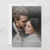 Chic Silver Glitzer Overlay Foto Wedding Einladung (Vorderseite)